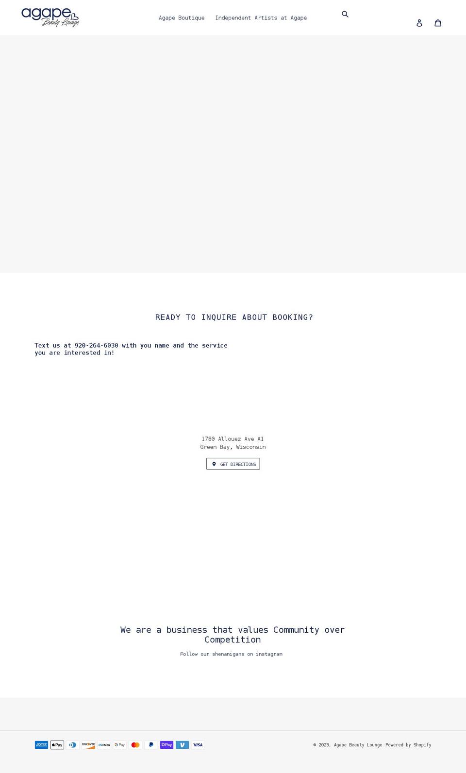 agapebeautylounge.com shopify website screenshot