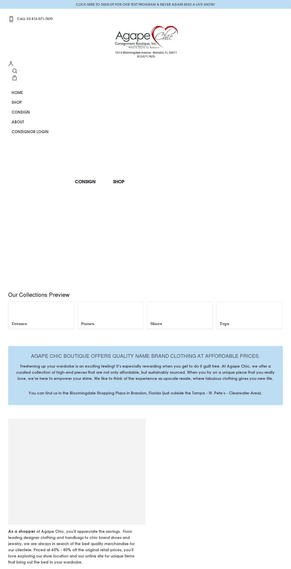 agapechicboutique.com shopify website screenshot