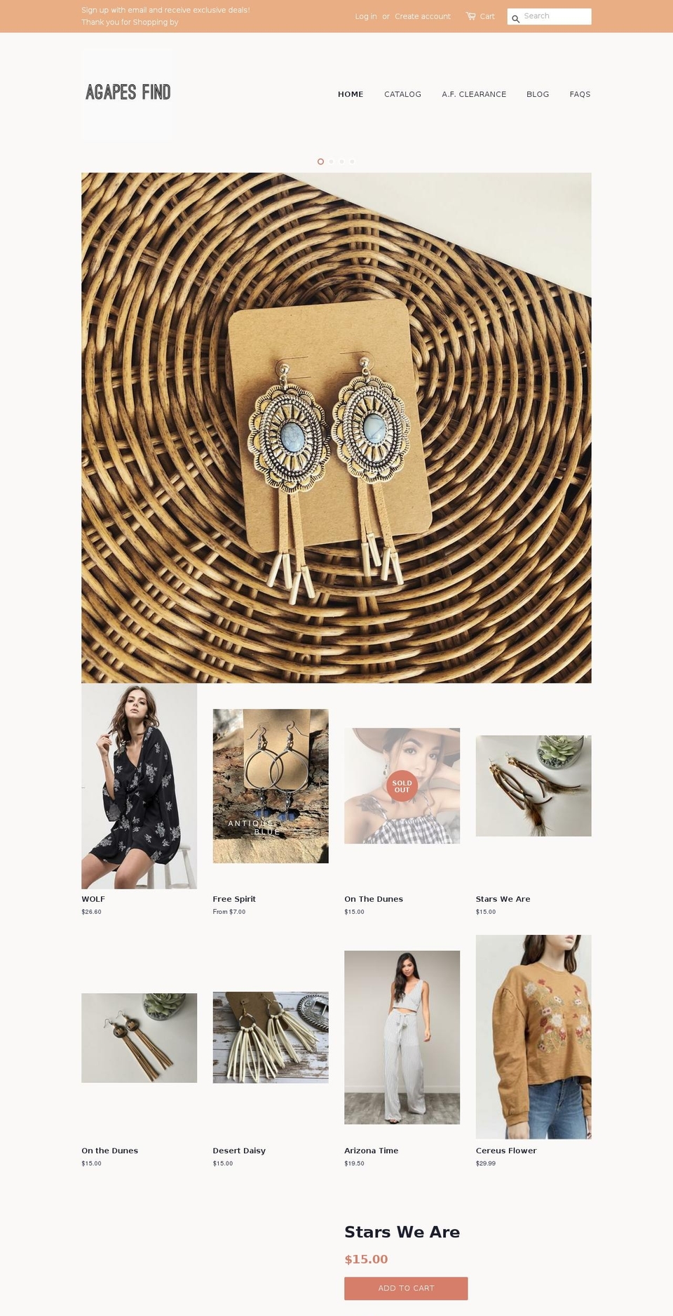 agapesfind.com — Shopify storefront screenshot
