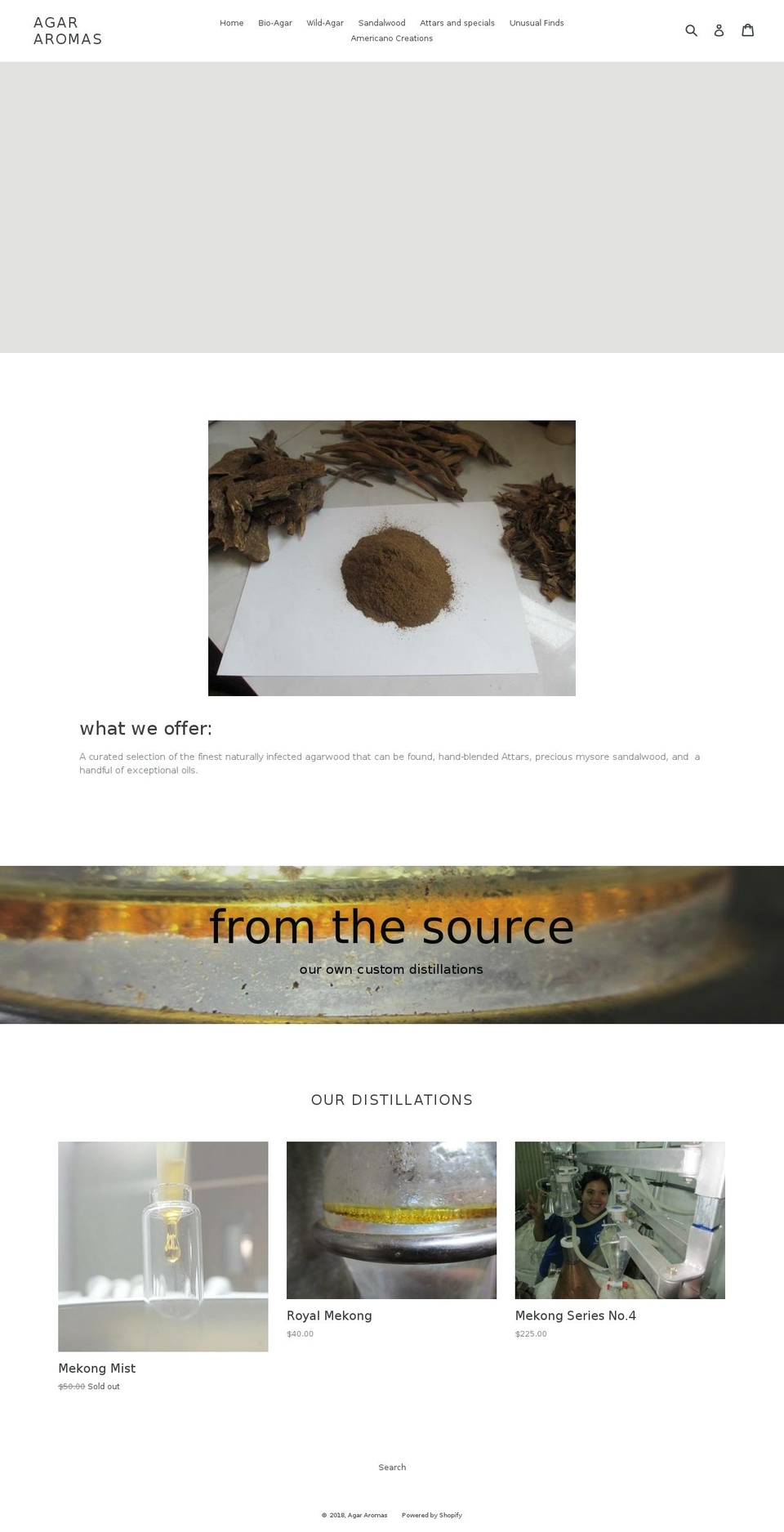 agararomas.com — Shopify storefront screenshot