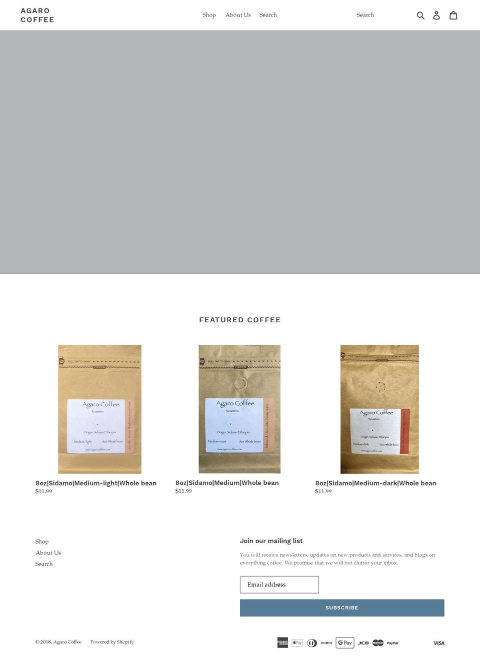 agarocoffee.com — Shopify storefront screenshot