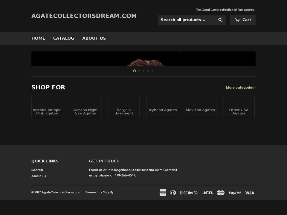 agatecollectorsdream.com shopify website screenshot