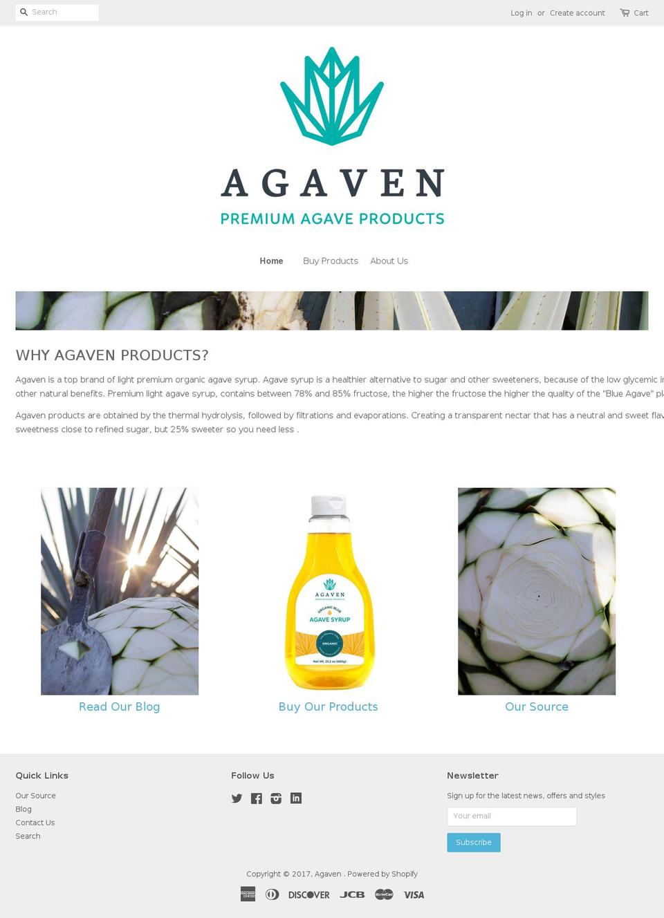 agavenproducts.com shopify website screenshot