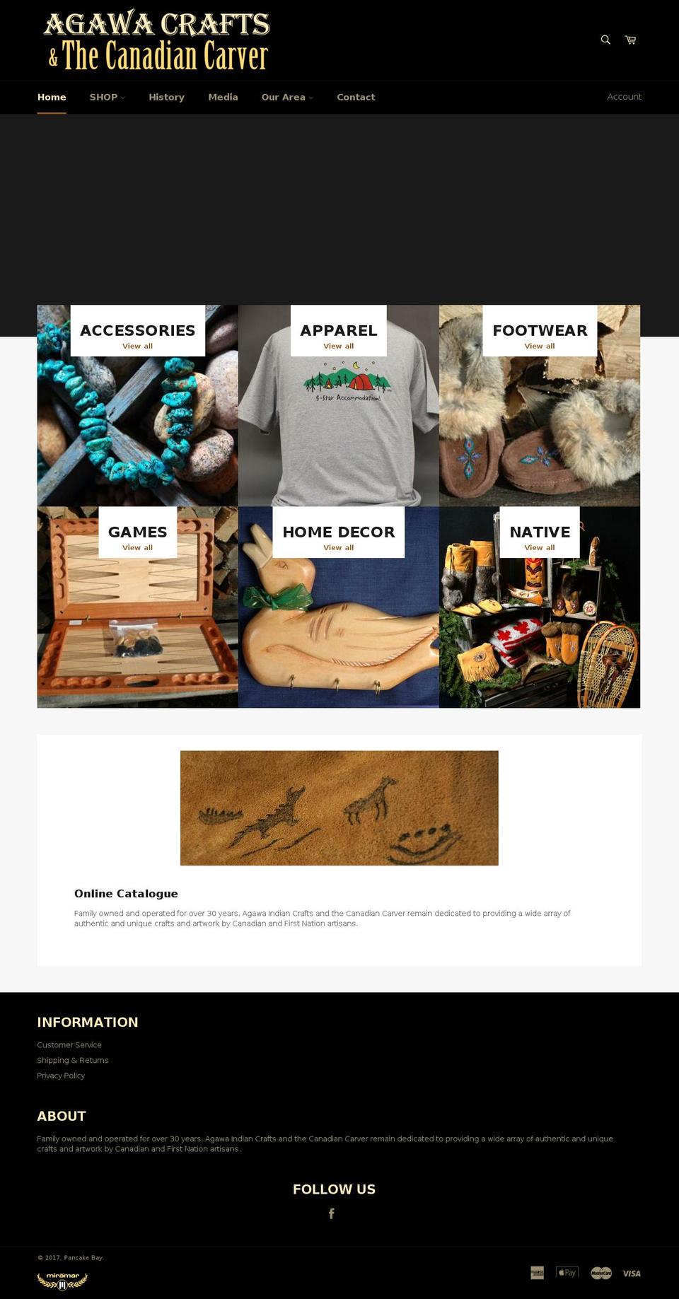 agawaindiancrafts.ca shopify website screenshot