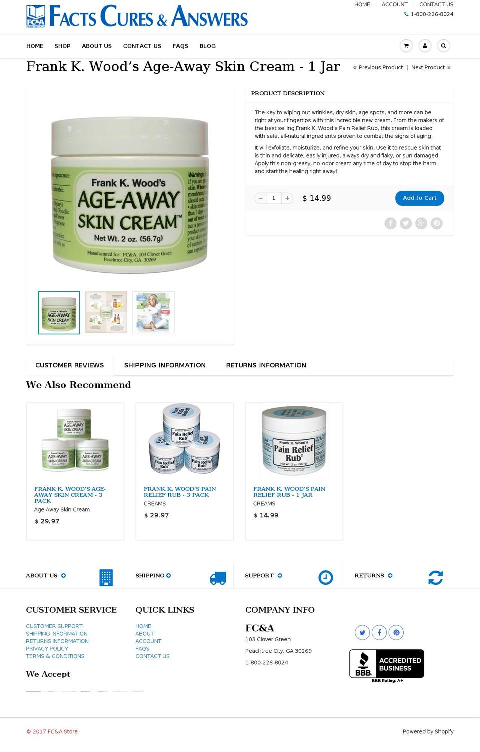 ageawayskincream.com shopify website screenshot