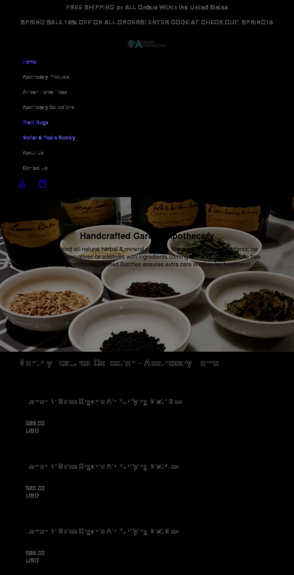 agelessapothecary.com shopify website screenshot