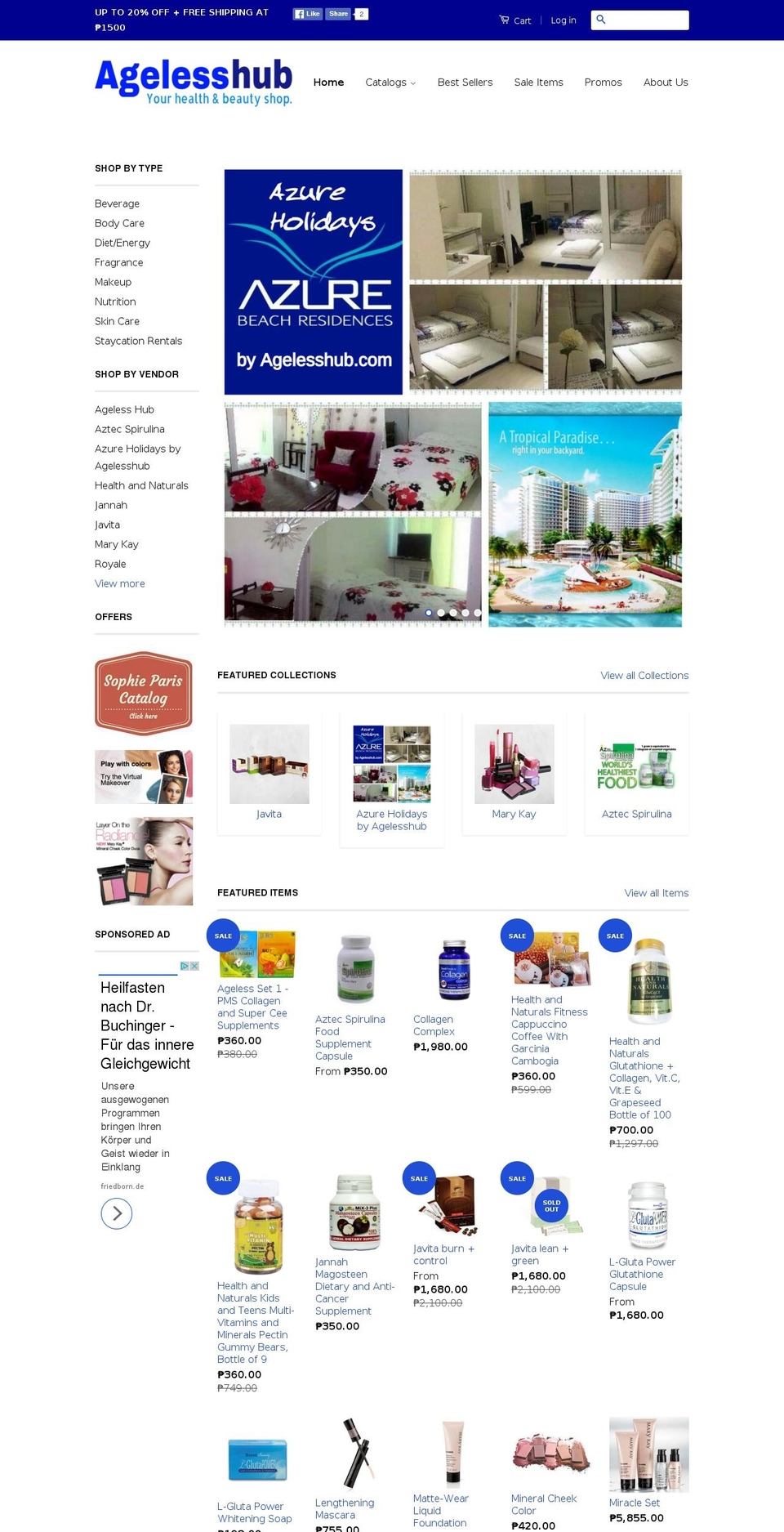 agelesshub.com shopify website screenshot