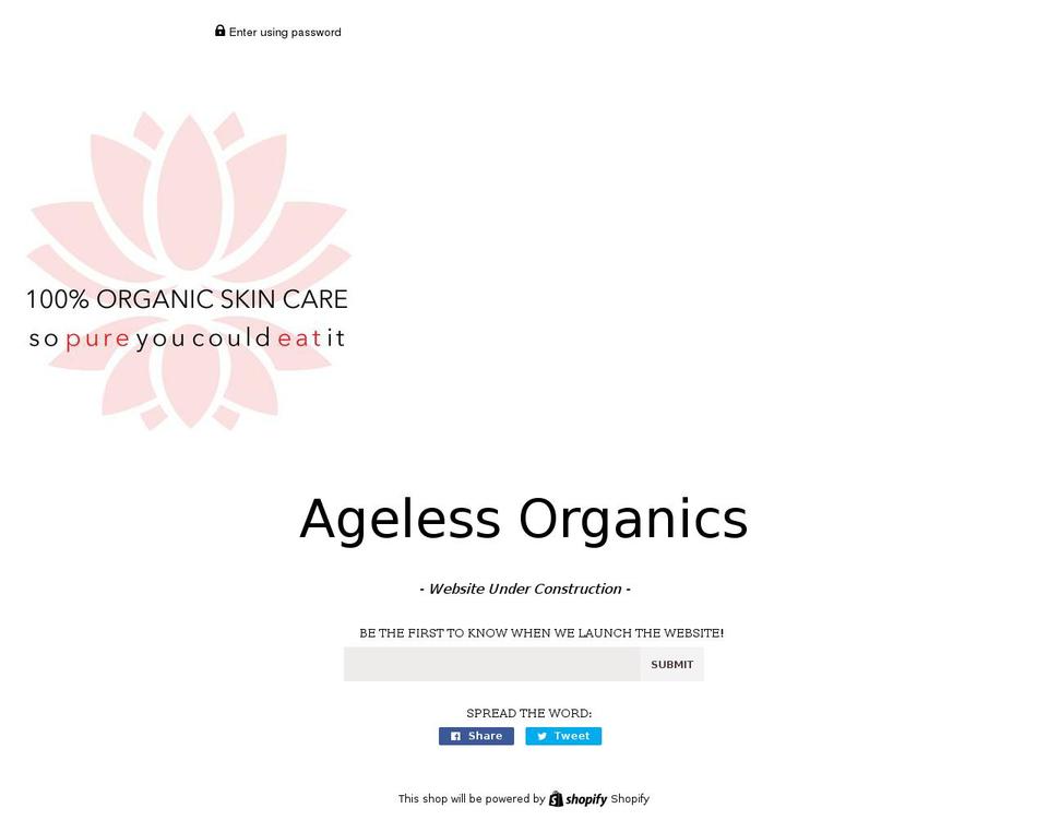 agelessorganicsskincare.com — Shopify storefront screenshot