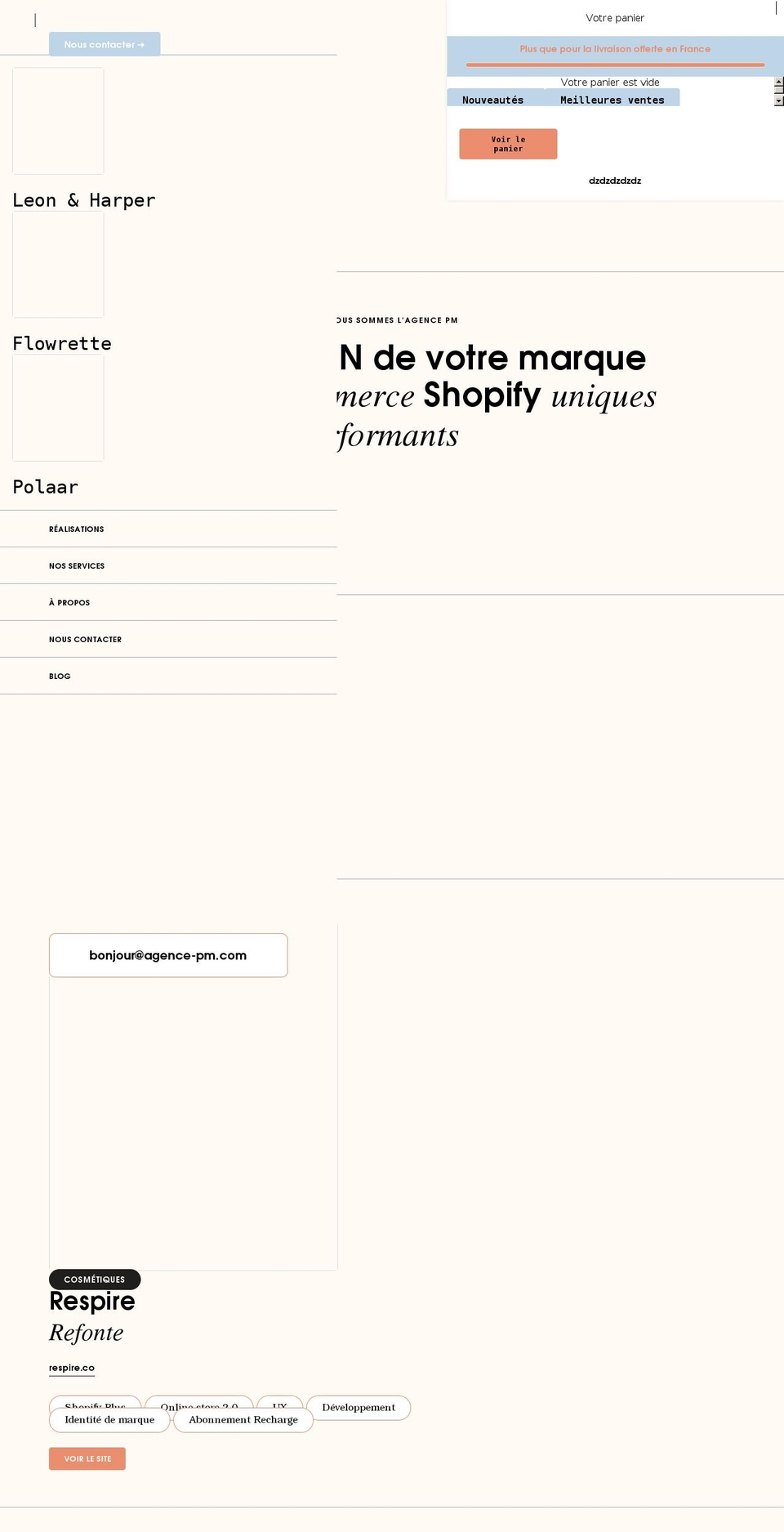 agence-pm.com shopify website screenshot