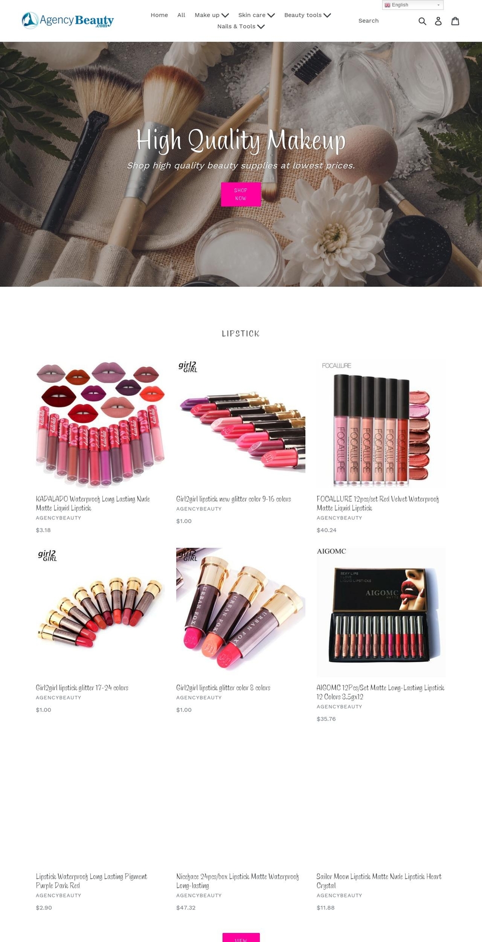 agencybeauty.com — Shopify storefront screenshot