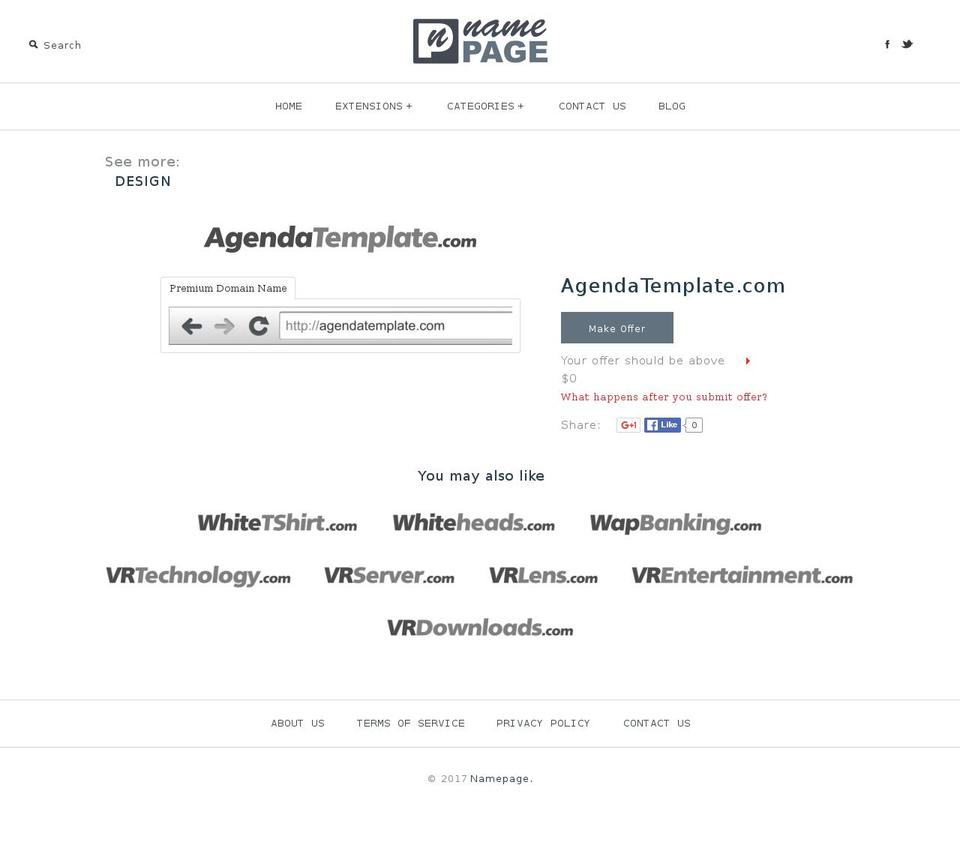 agendatemplate.com shopify website screenshot
