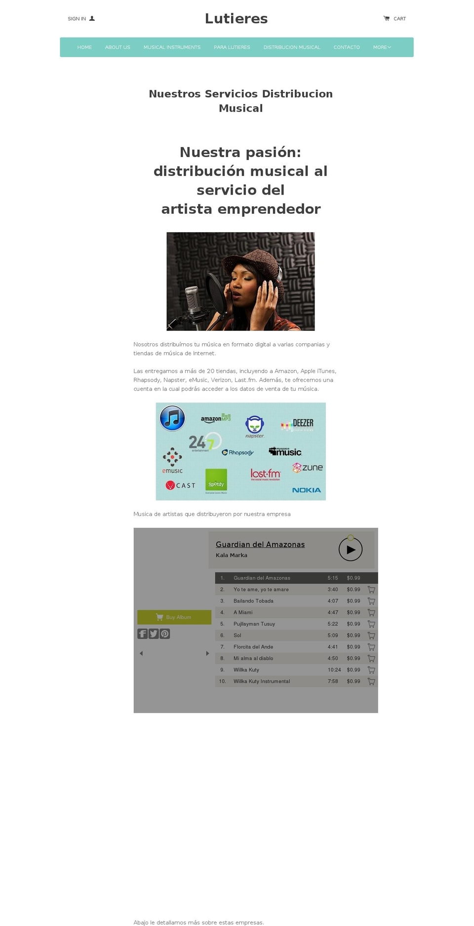 agentemusical.com shopify website screenshot