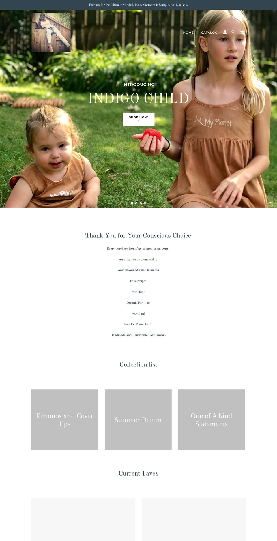 ageofarcana.com — Shopify storefront screenshot