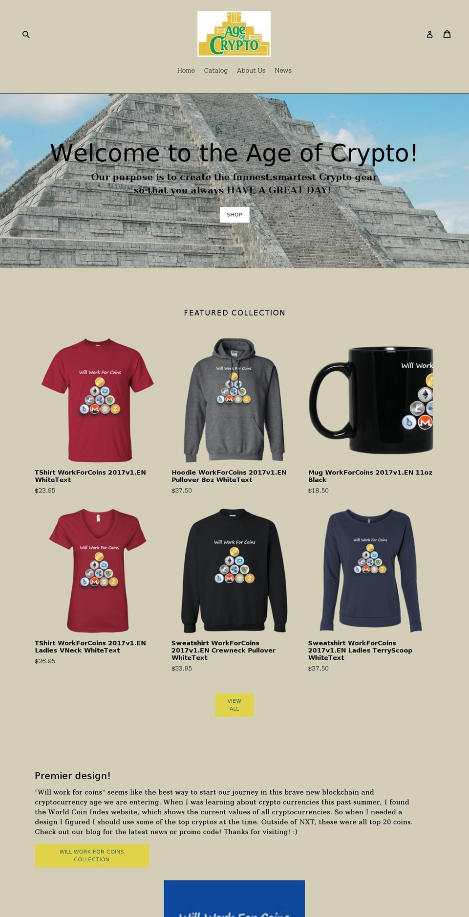 ageofcrypto.com — Shopify storefront screenshot