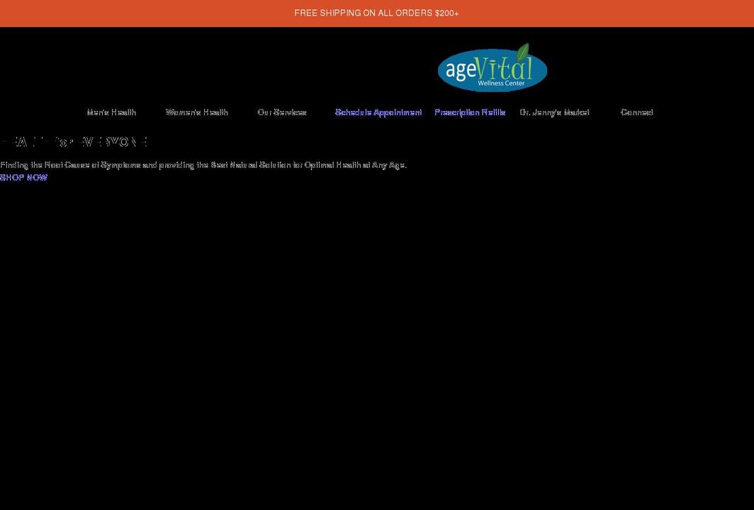 agevitalwellness.com shopify website screenshot