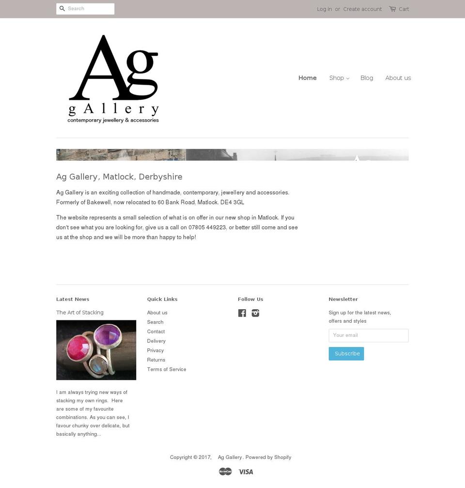 aggallery.co.uk shopify website screenshot