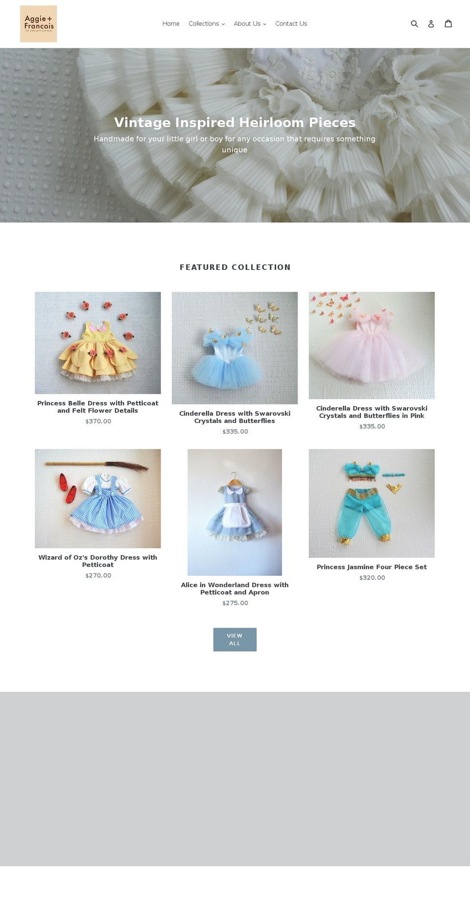 aggieandfrancois.com — Shopify storefront screenshot