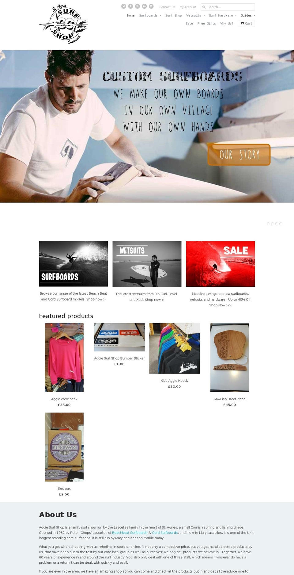 aggiesurfshop.com shopify website screenshot
