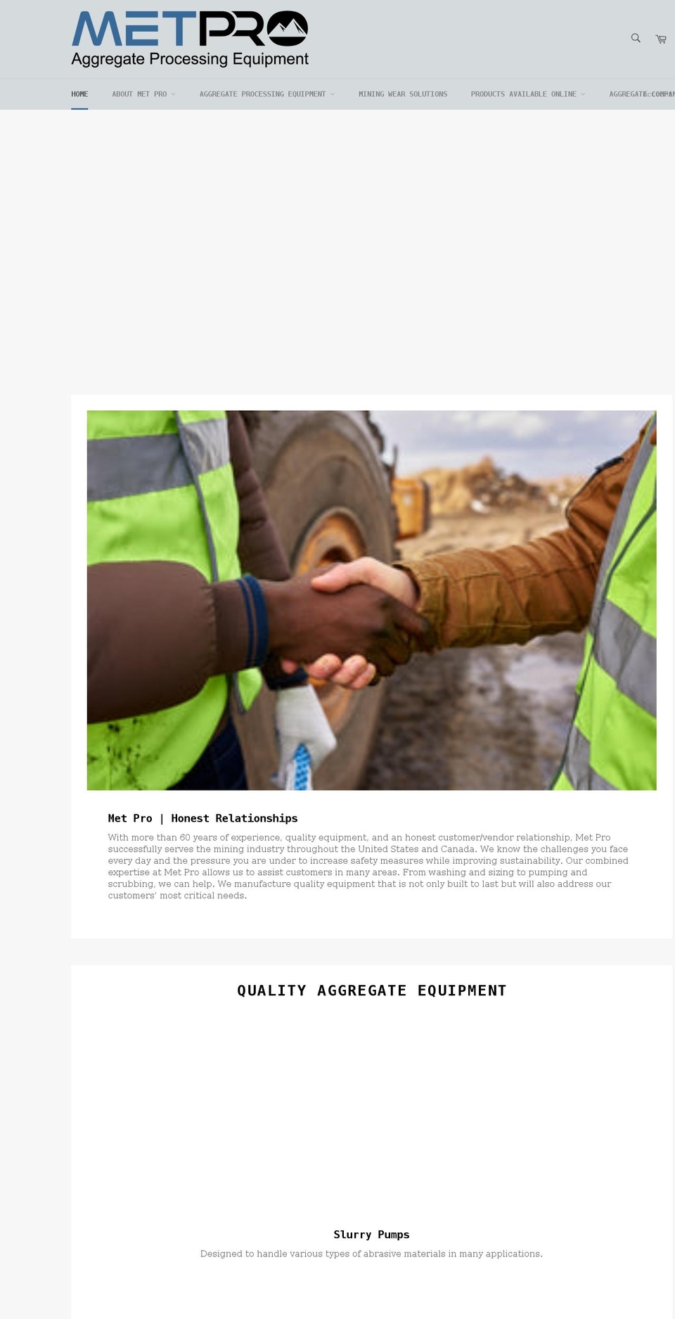 aggregateminingequipment.com shopify website screenshot