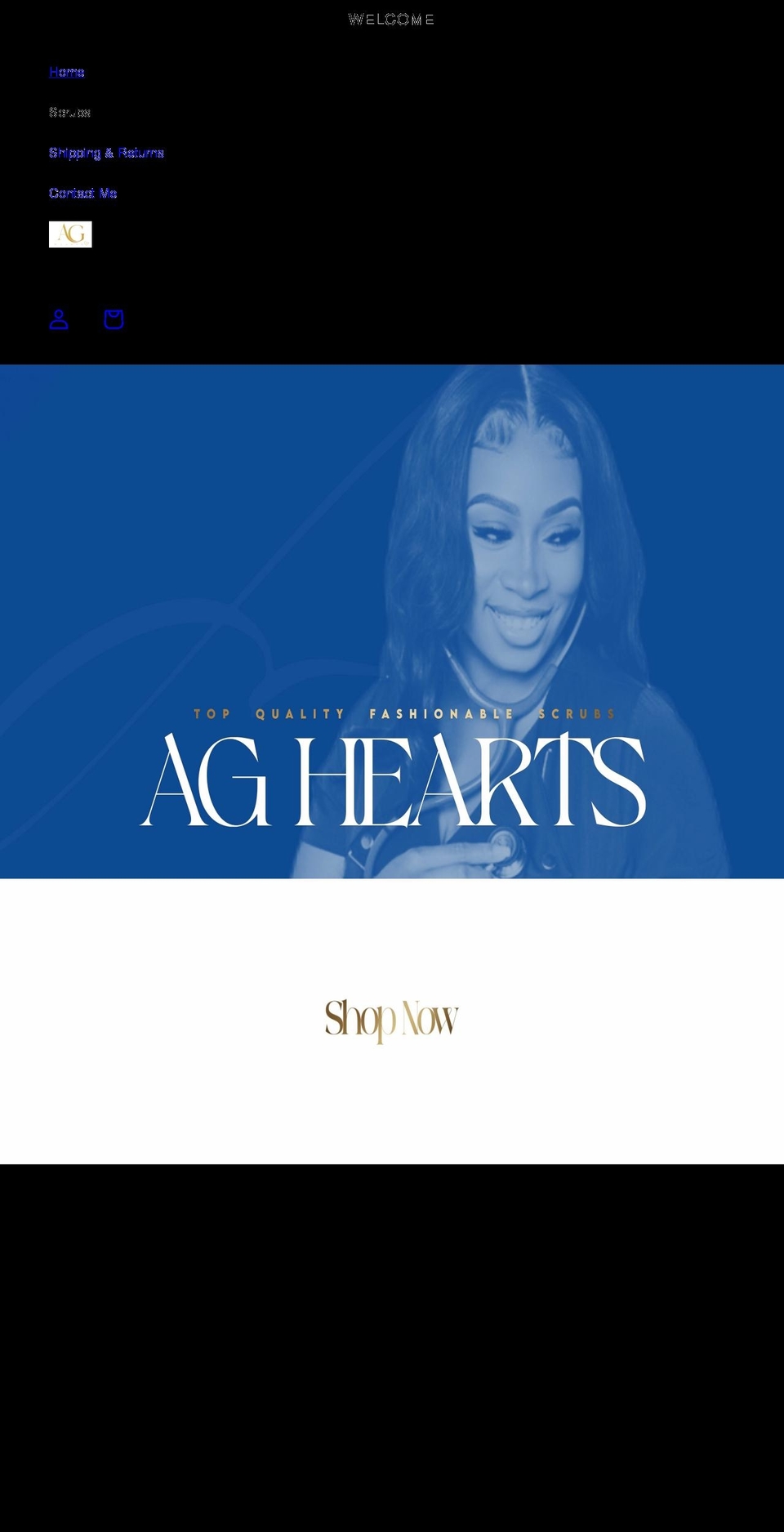 agheartsscrubs.com shopify website screenshot