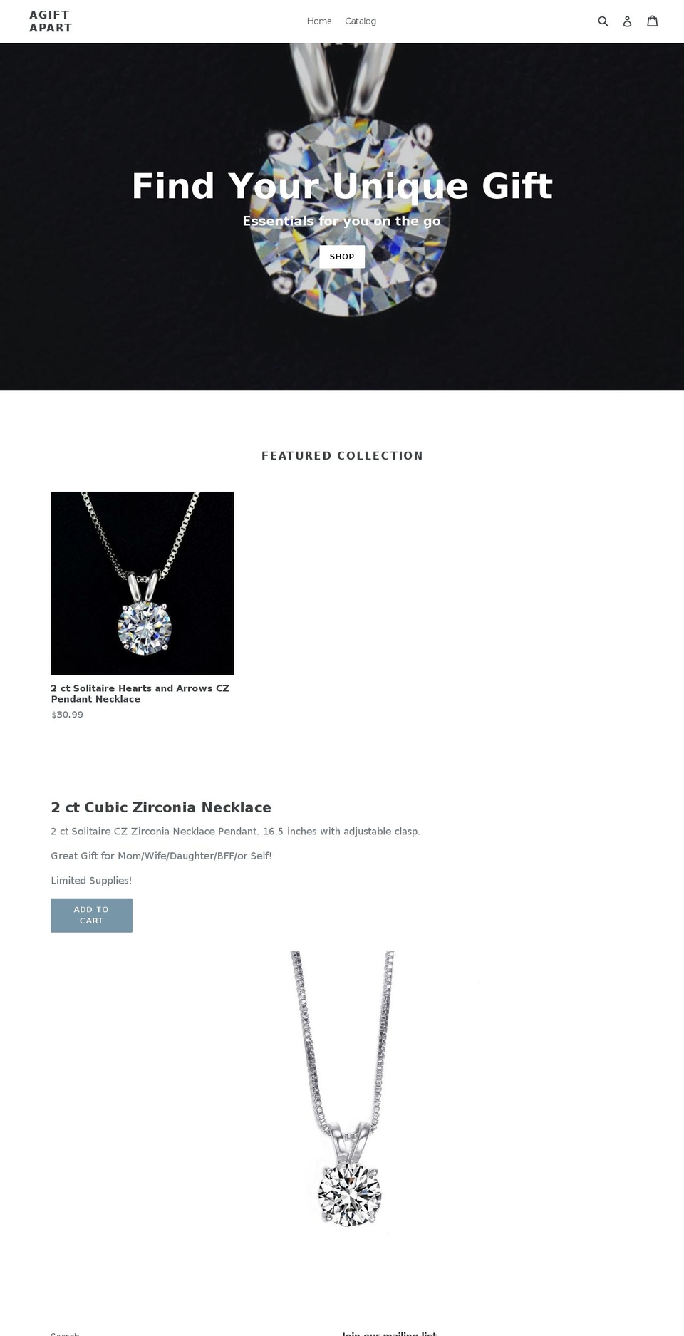 agiftapart.com shopify website screenshot