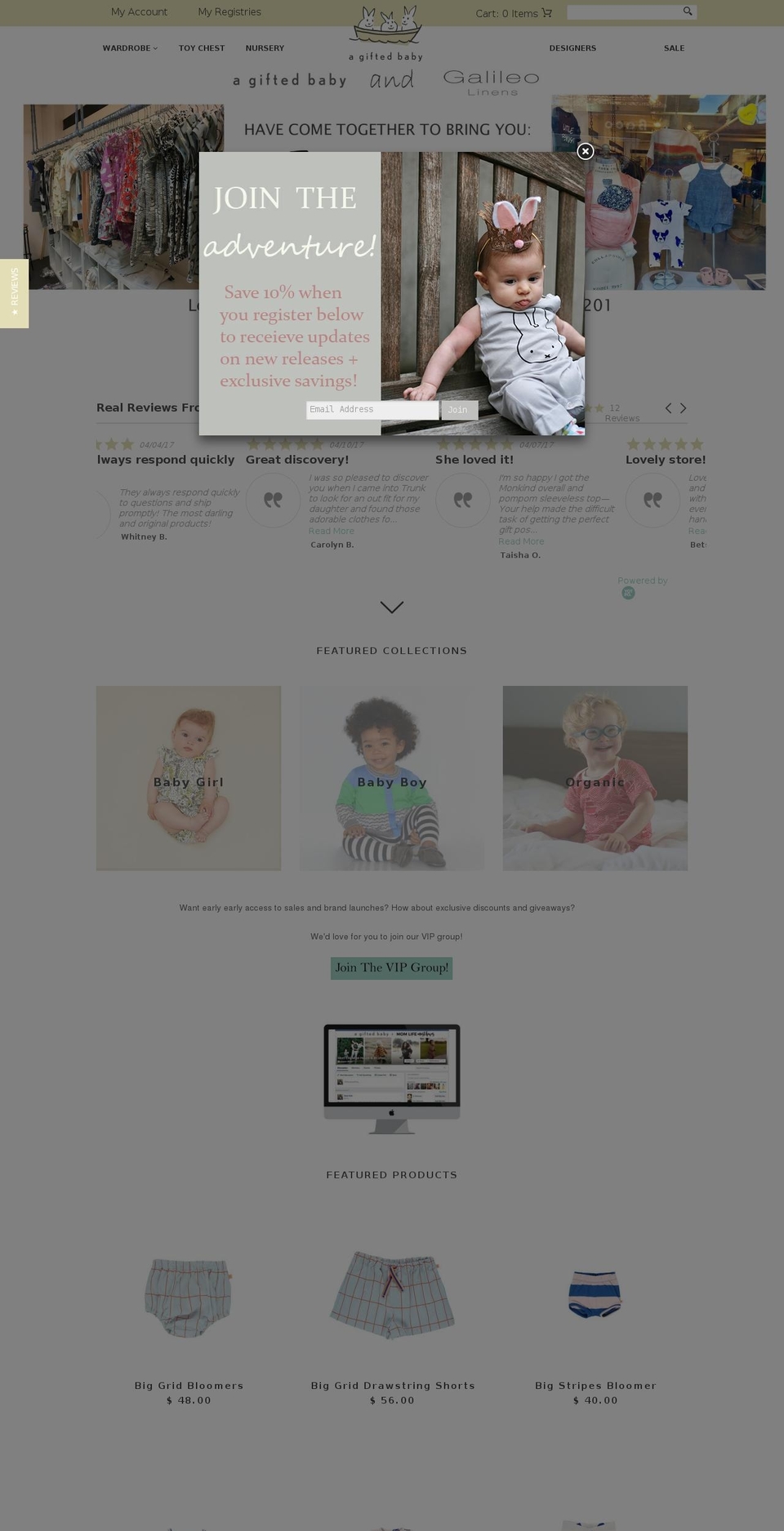 Dev store Shopify theme site example agiftedbabyregistry.com