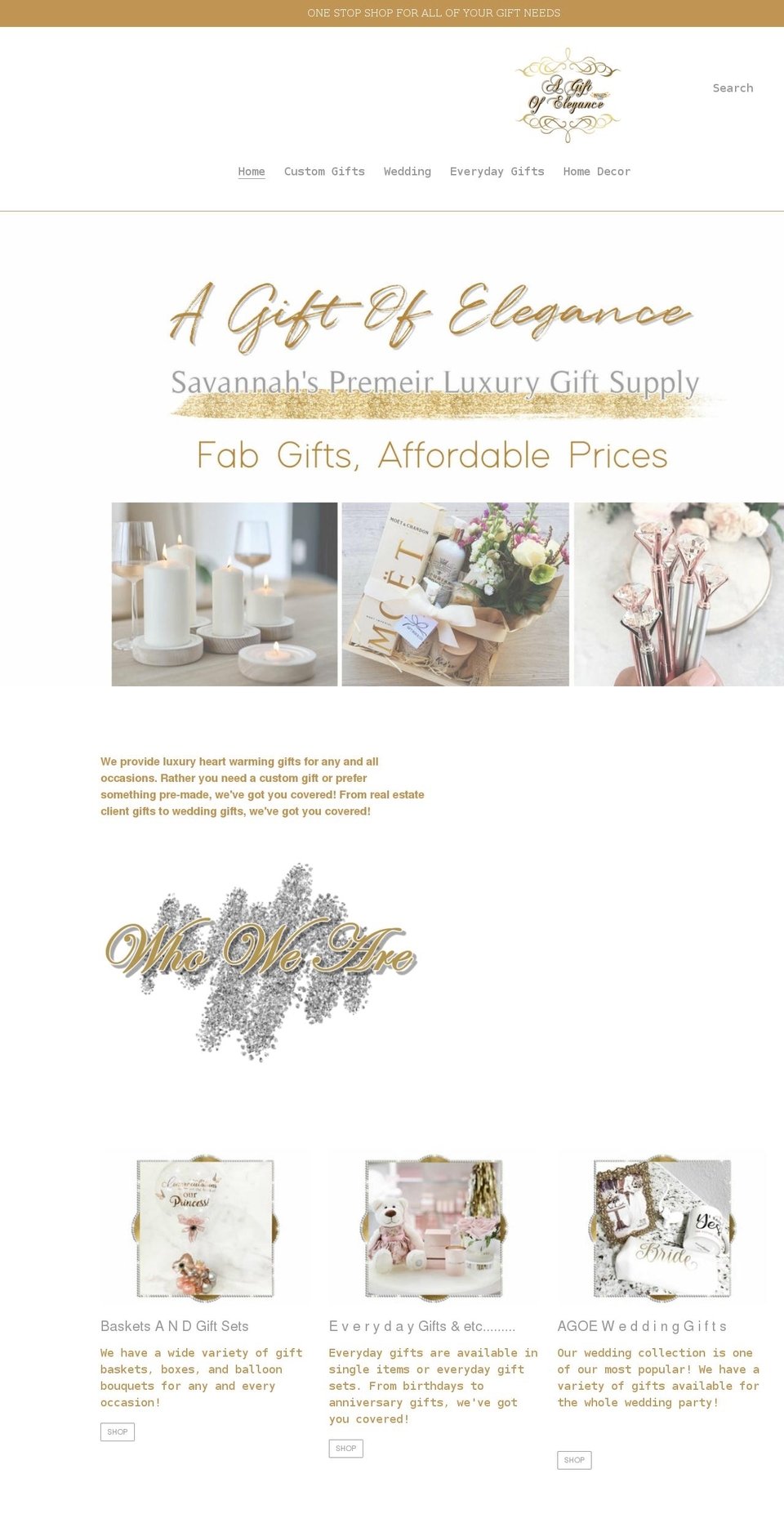 agiftofelegance.com shopify website screenshot