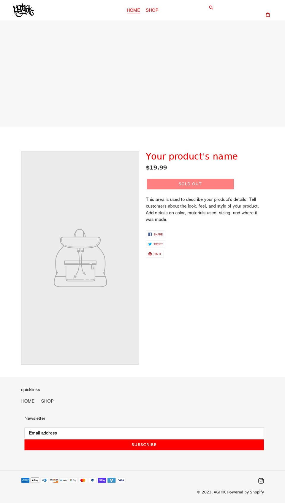 agikk.com shopify website screenshot