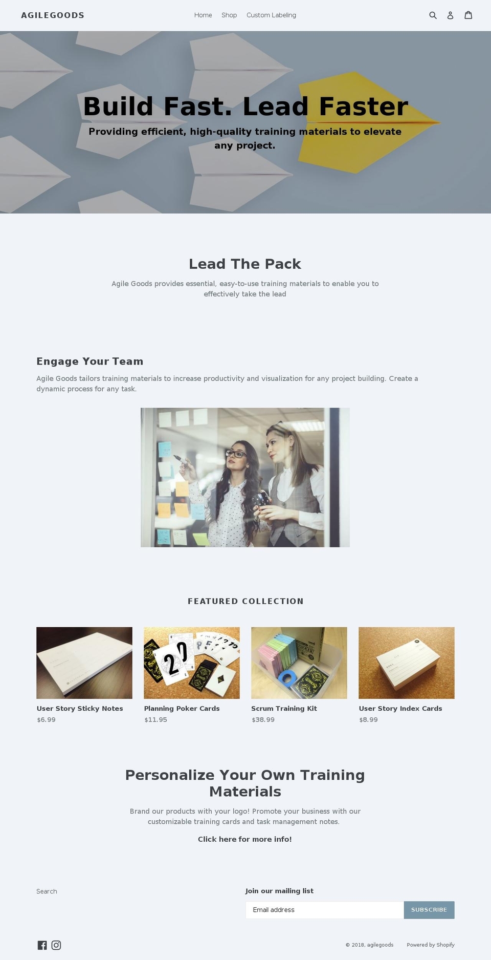 agilegoods.com — Shopify storefront screenshot