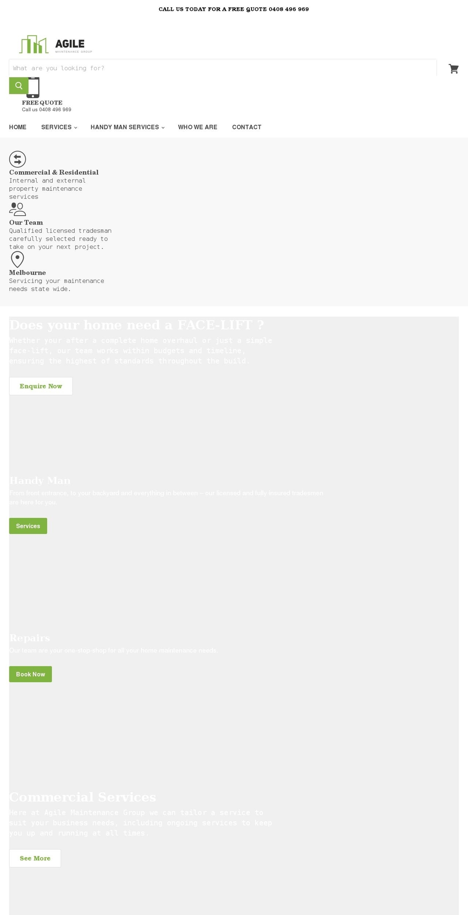 agilemaintenancegroup.com shopify website screenshot