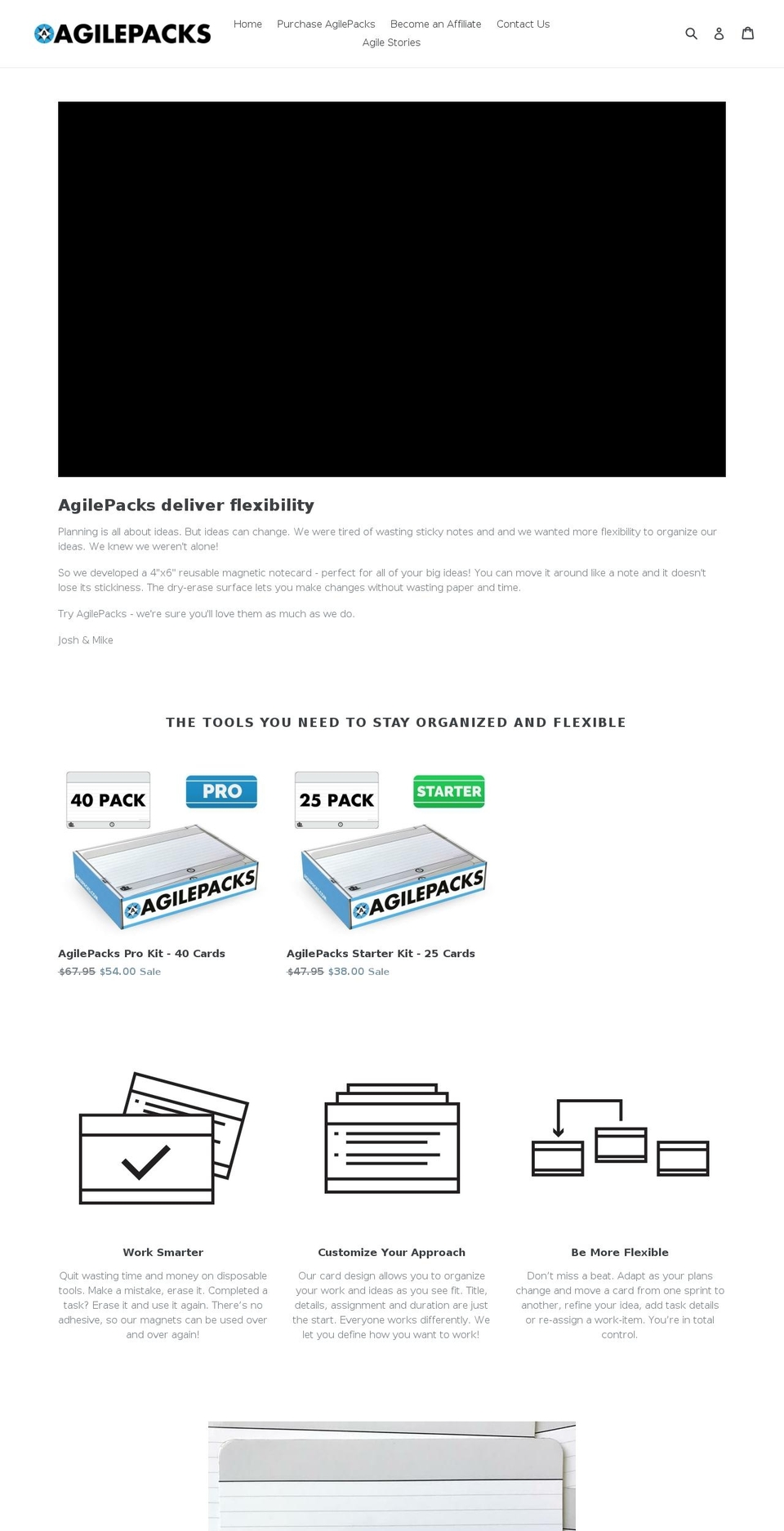 agilepacks.com shopify website screenshot