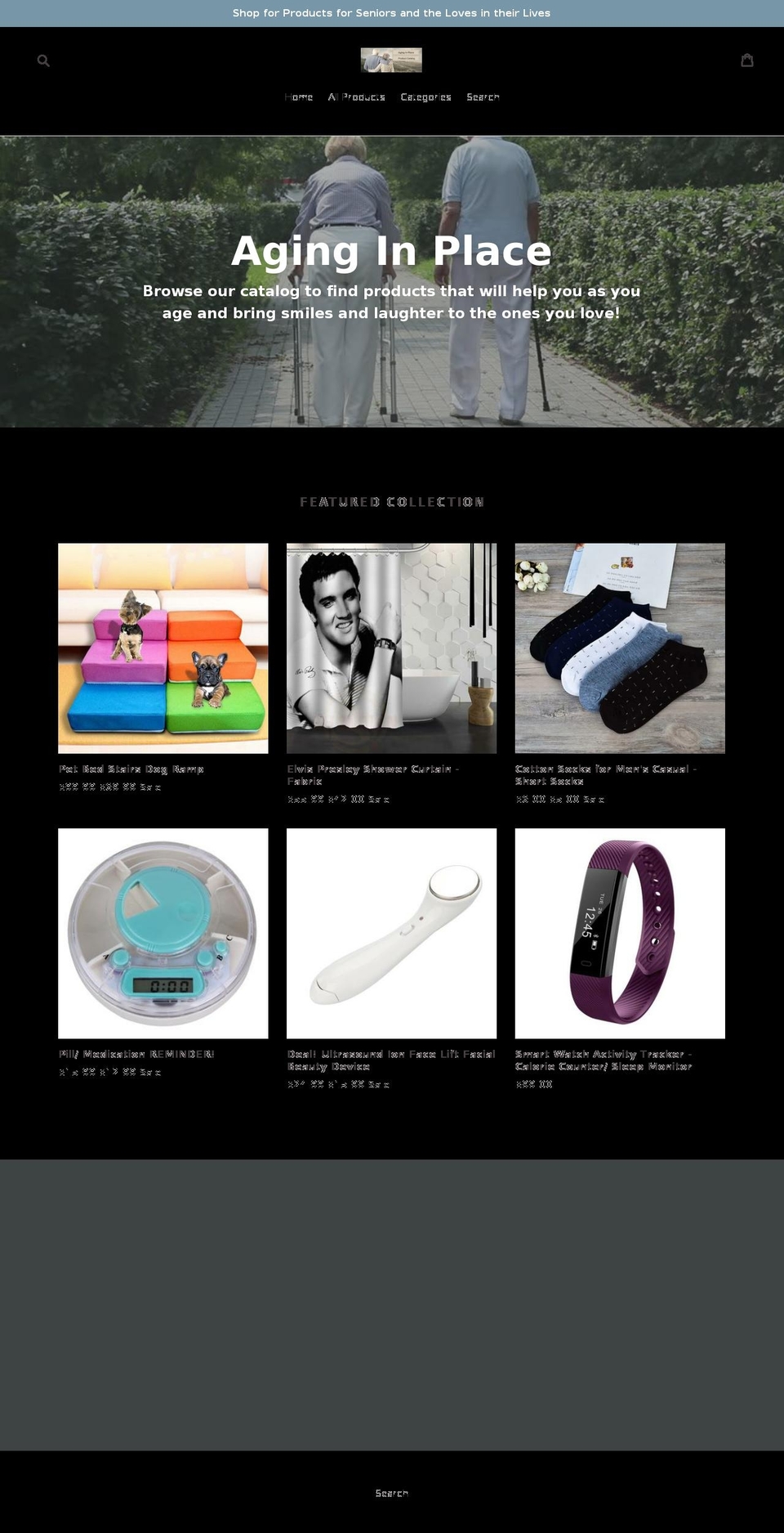 aginginplaceshop.com — Shopify storefront screenshot