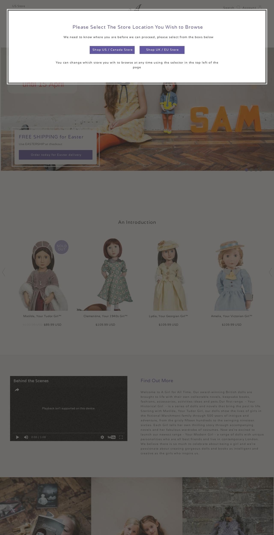 agirlforalltimes.com shopify website screenshot