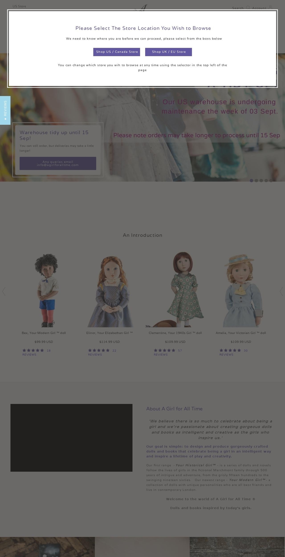 agirlofourtime.com — Shopify storefront screenshot