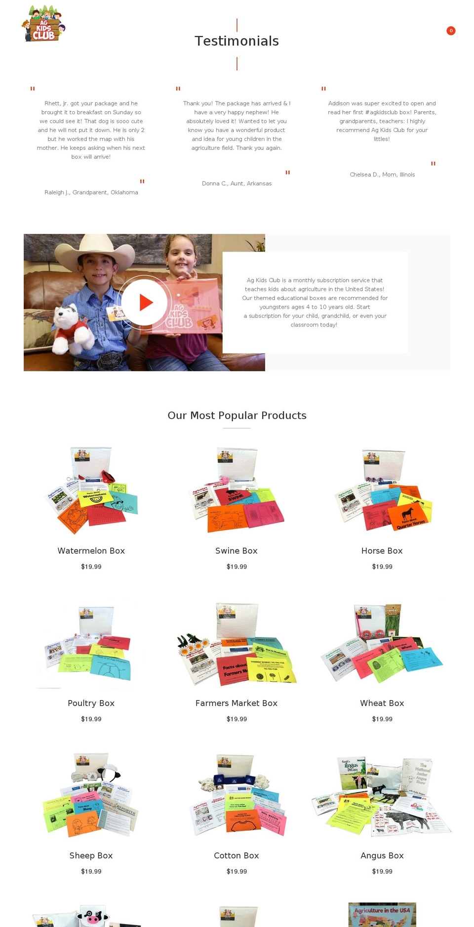 agkidsclub.com — Shopify storefront screenshot