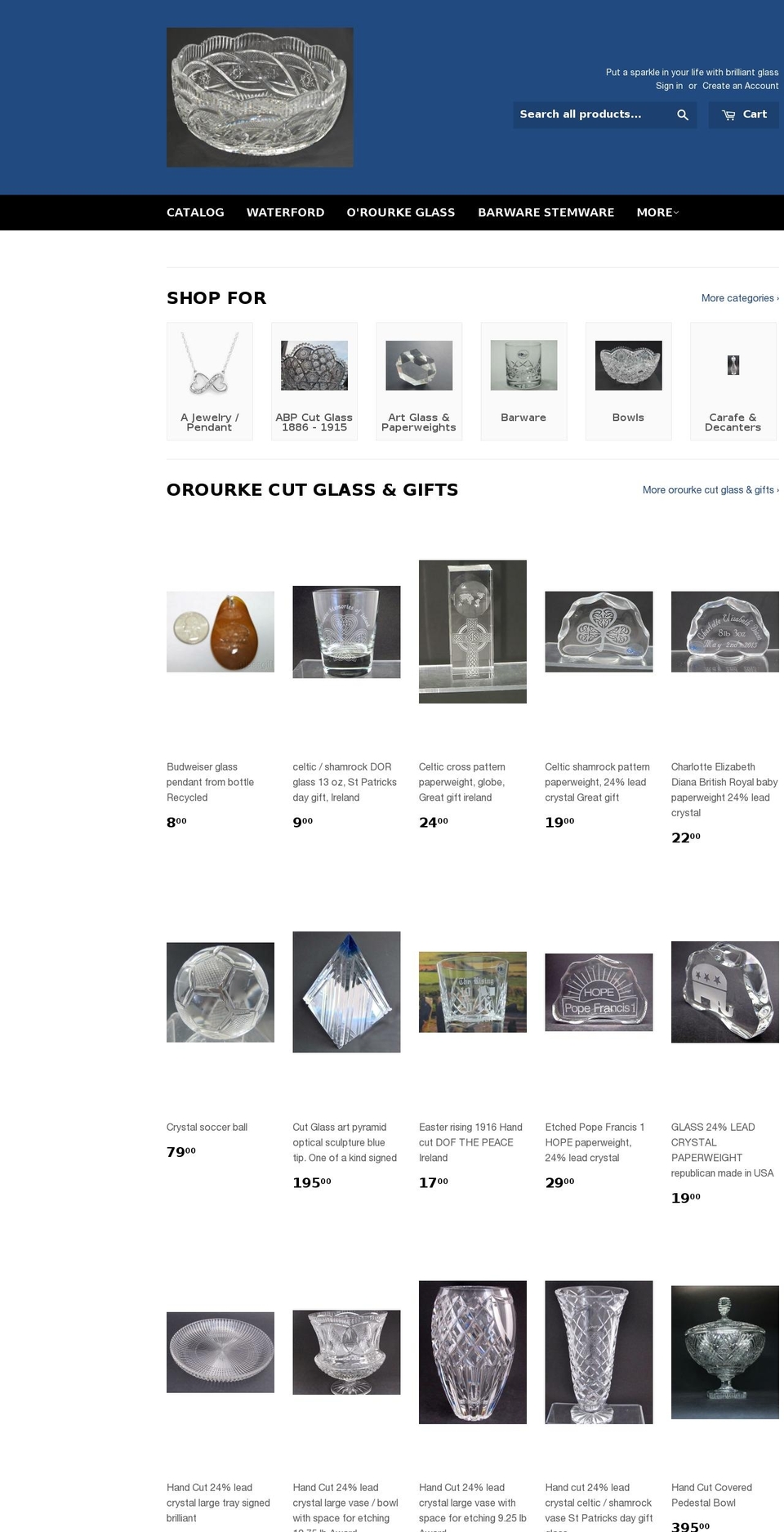 aglassgift.com shopify website screenshot