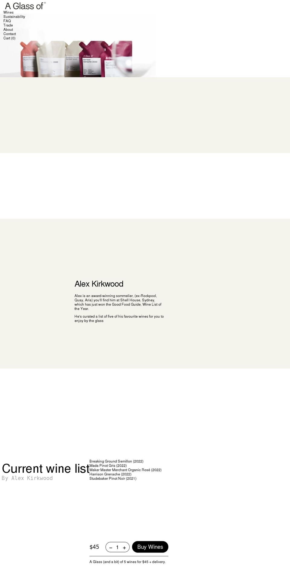 aglassof.com shopify website screenshot