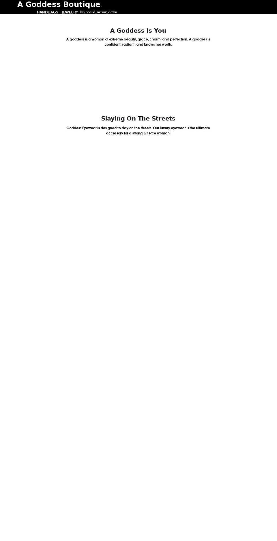 agoddessboutique.com shopify website screenshot