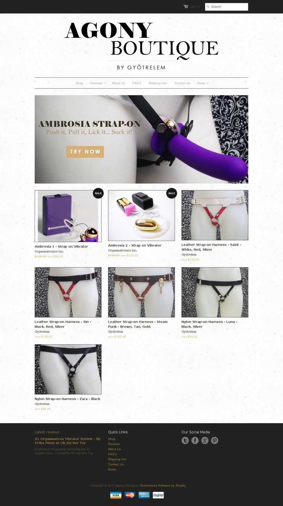 agonyboutique.com shopify website screenshot