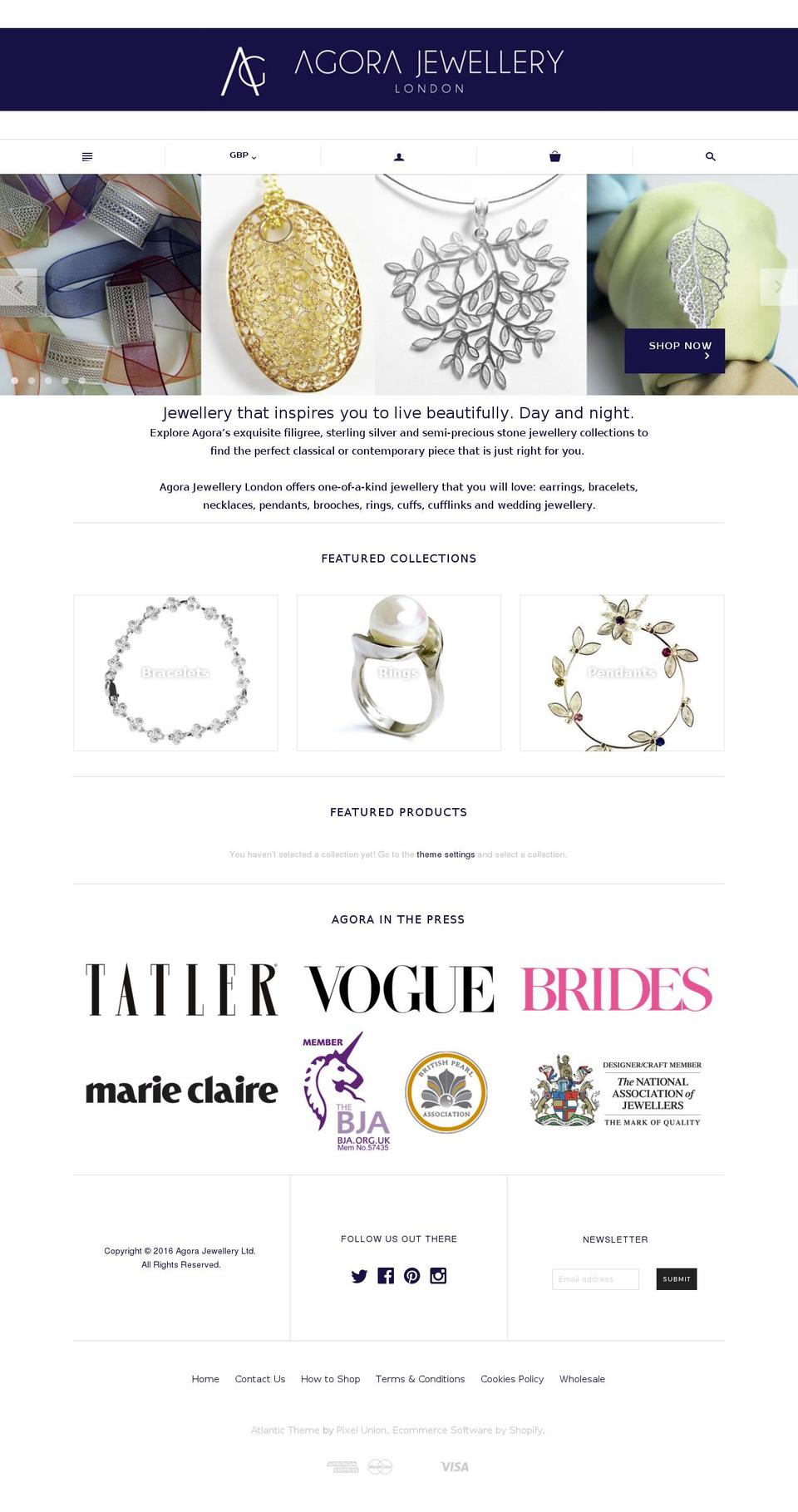 Final Design Changes Atlantic Shopify theme site example agora-jewellery.com