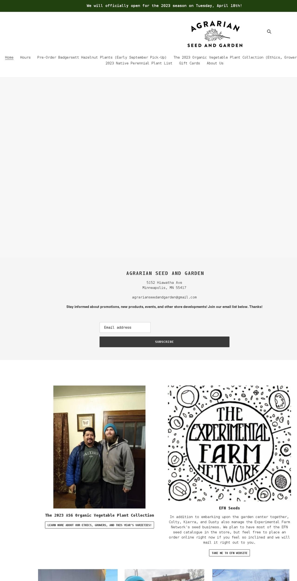 agrarianseed.com shopify website screenshot