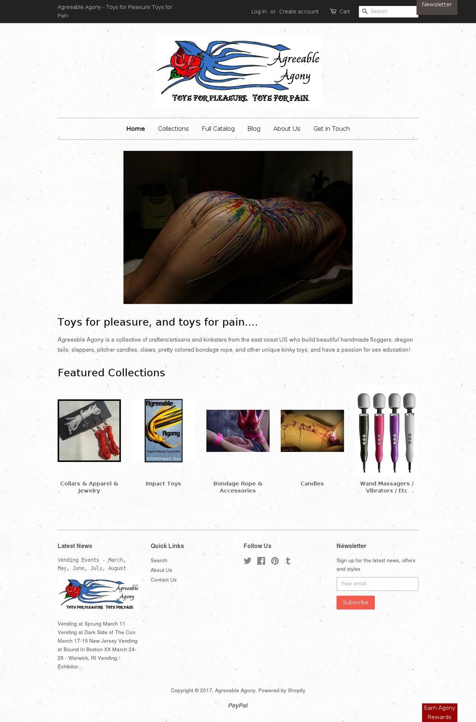 Craft Shopify theme site example agreeableagony.com
