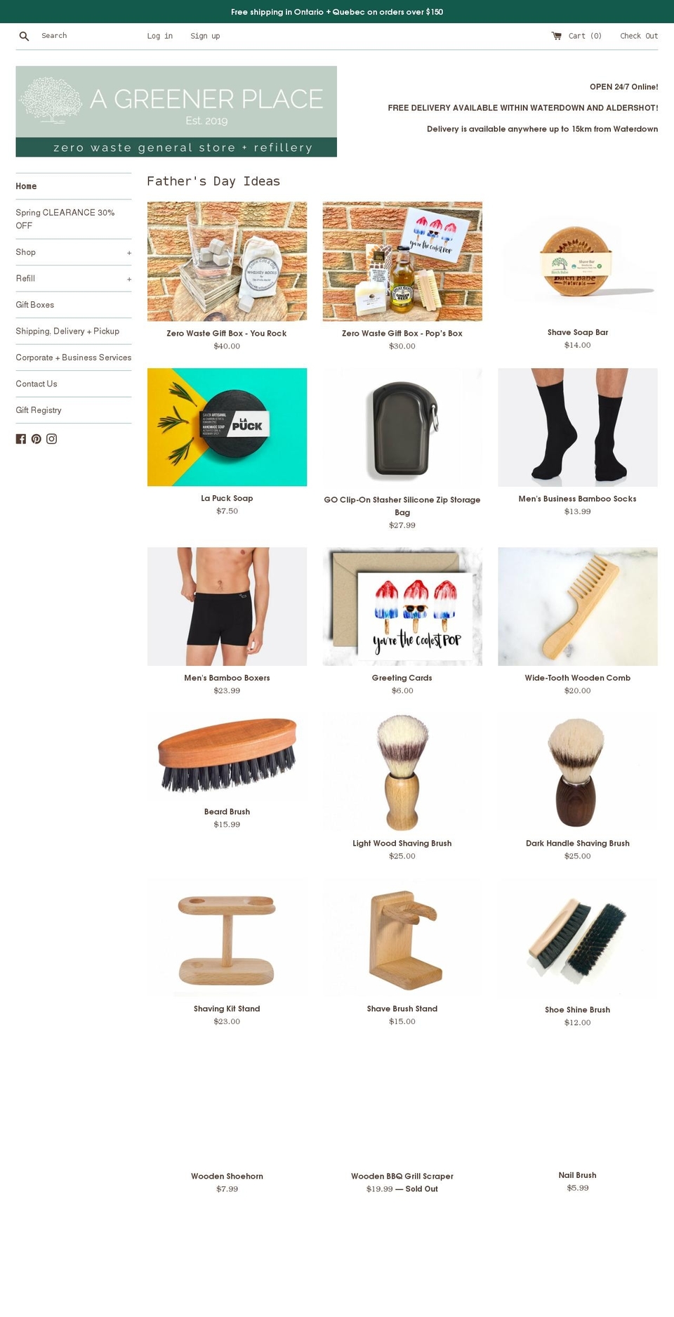 agreenerplace.ca shopify website screenshot