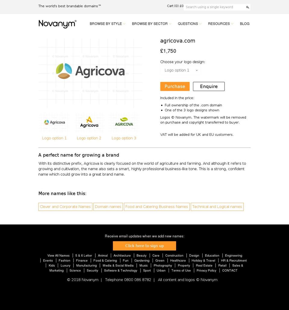 agricova.com shopify website screenshot