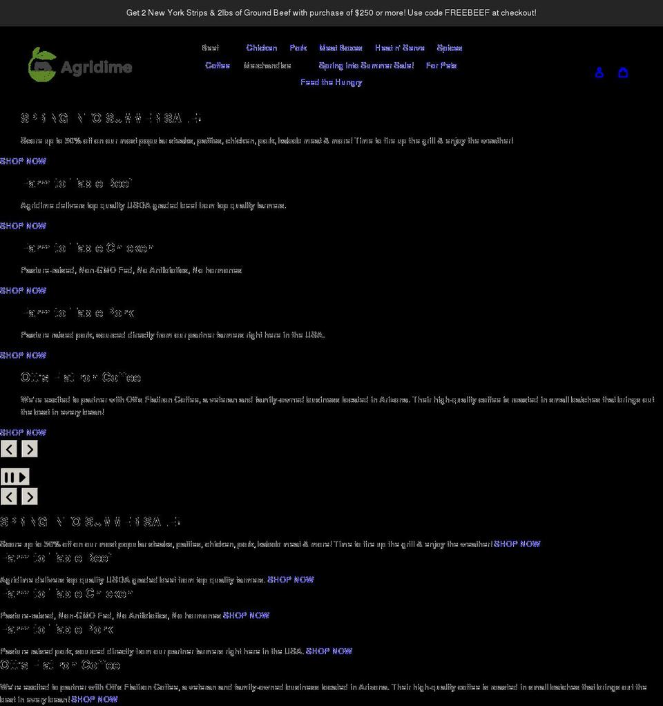 agridimestore.com shopify website screenshot