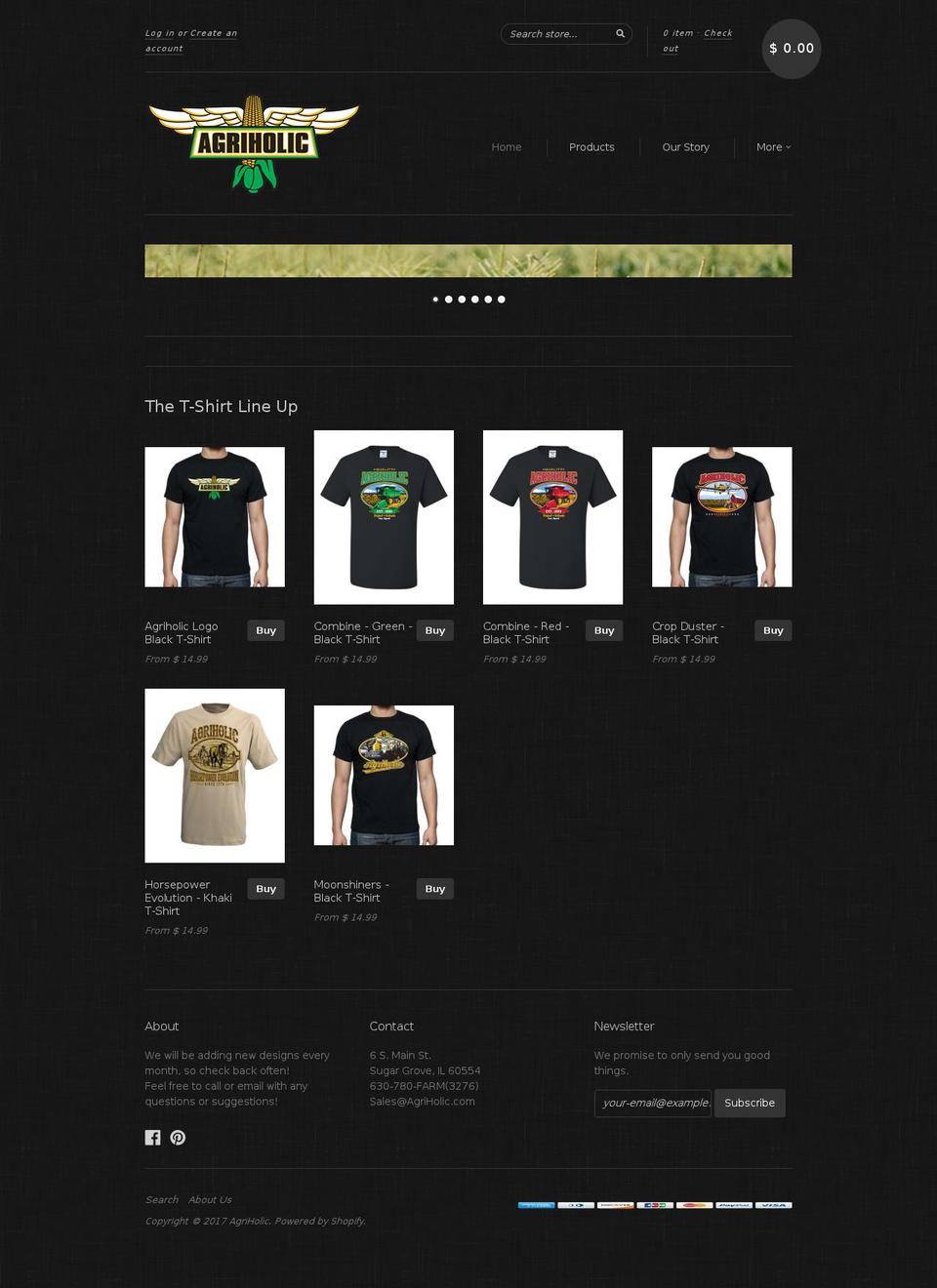 agriholic.com shopify website screenshot