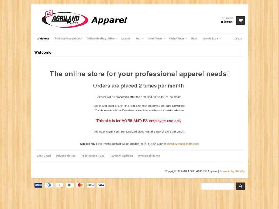 agrilandfsapparel.com — Shopify storefront screenshot