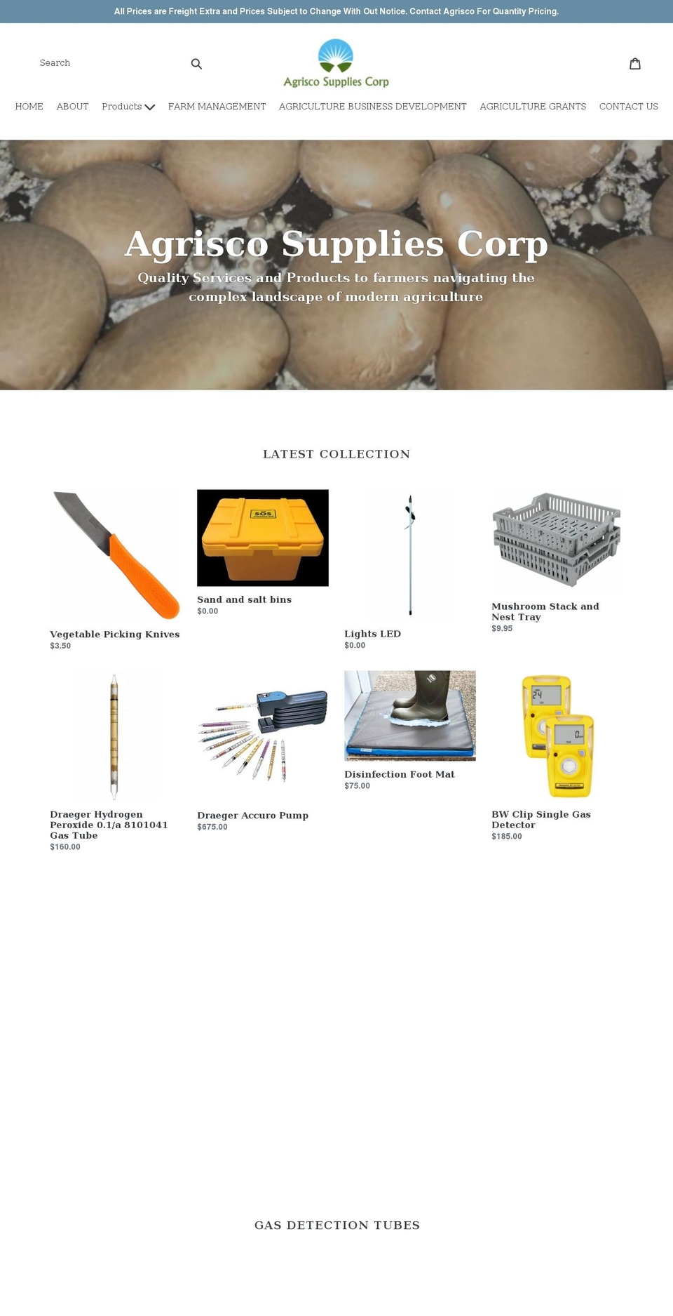 agriscosupplies.com shopify website screenshot