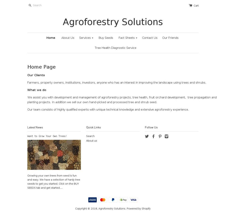 agroforestrysolution.com shopify website screenshot