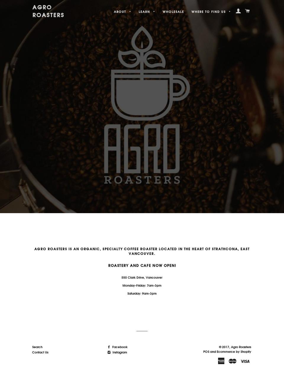 Agro Roasters Live - Nov Shopify theme site example agroroasters.com